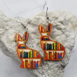 Easter Bunny Bookshelf Dangles Earrings