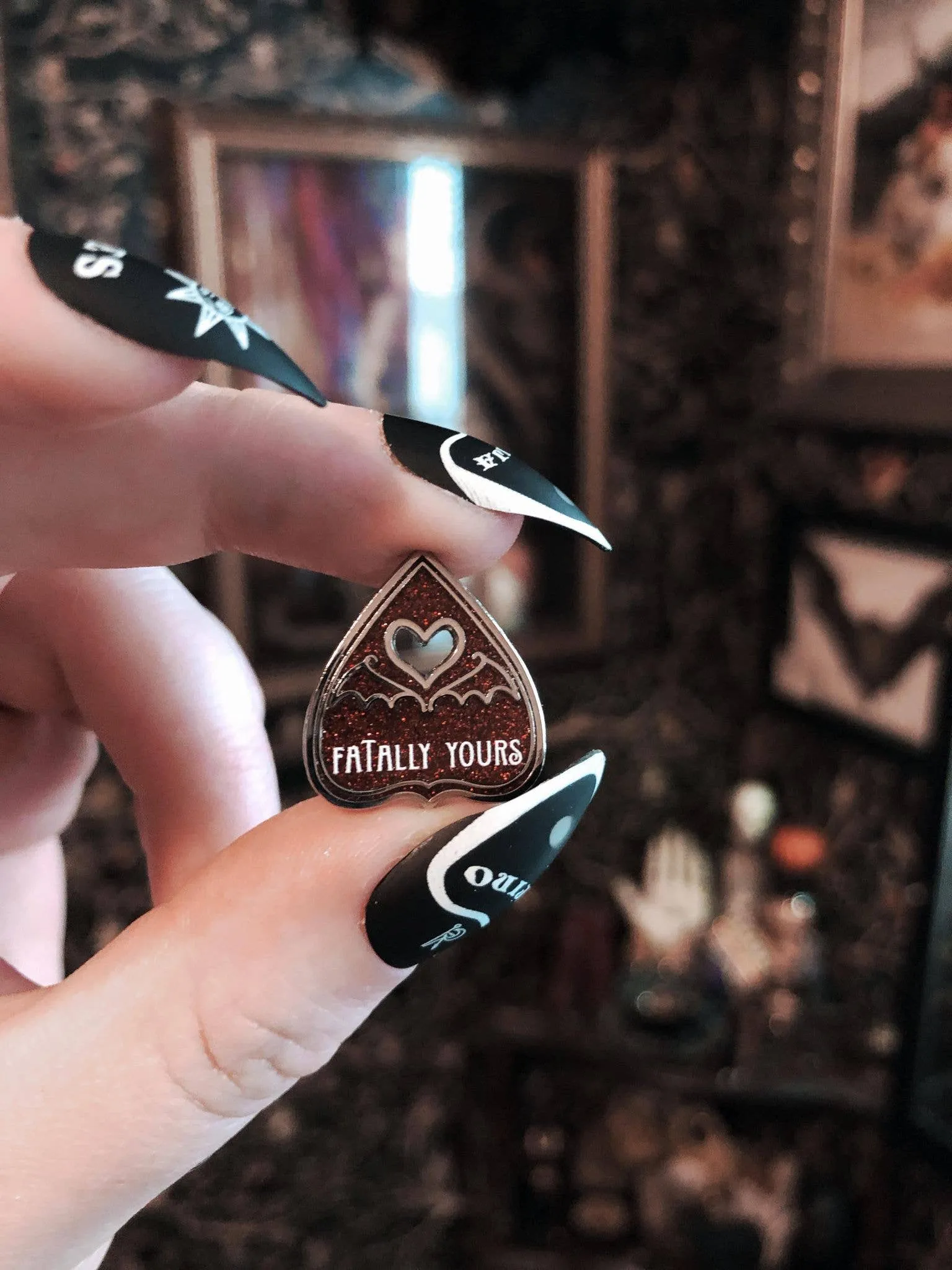 Planchette Valentines - Mini Enamel Pins: Batty 4 U