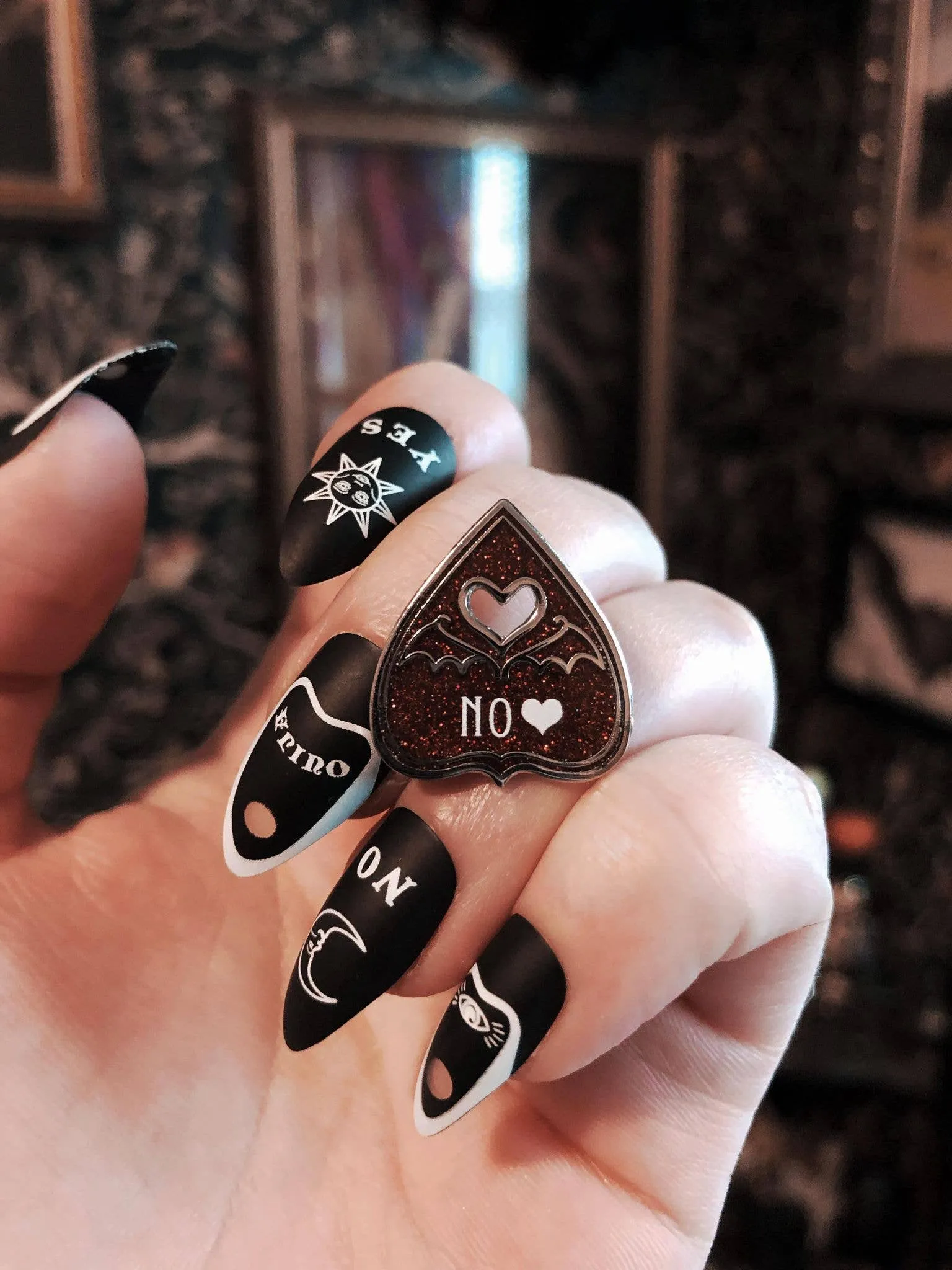 Planchette Valentines - Mini Enamel Pins: Batty 4 U